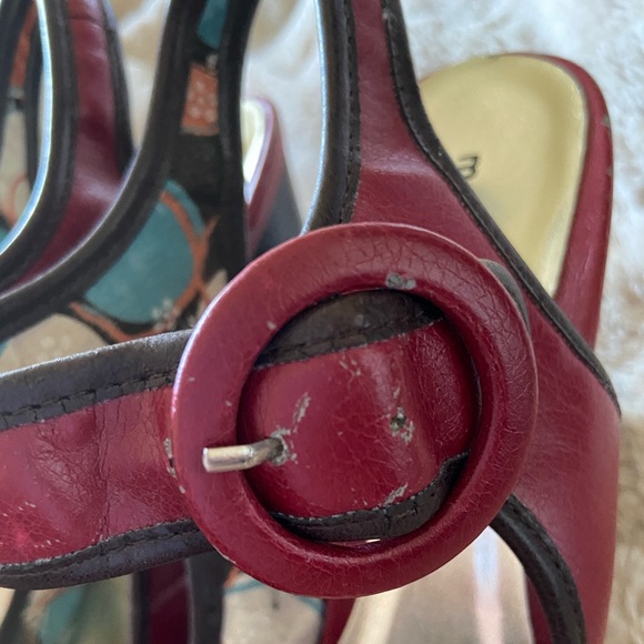 Vintage Steve Madden Pumps Cherry Red Chunky Heel - Picture 6 of 13